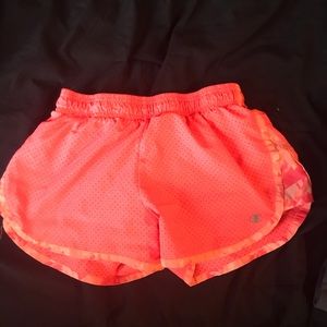 Neon coral champion shorts size xs